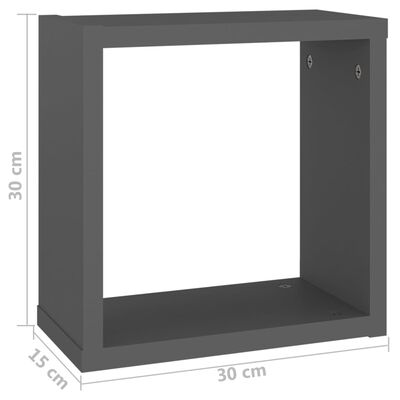 vidaXL Wall Cube Shelves 2 pcs Gray 11.8"x5.9"x11.8"