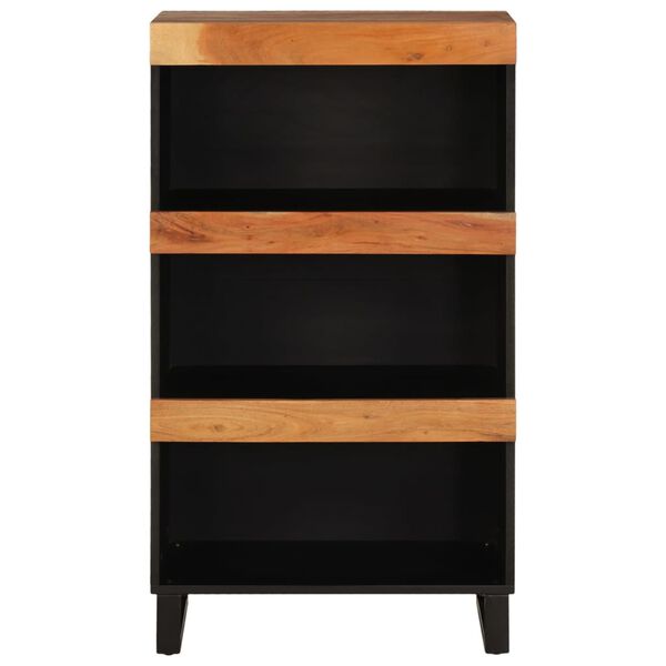 vidaXL Side Cabinet Natural wood and black Solid acacia wood, Iron Medium