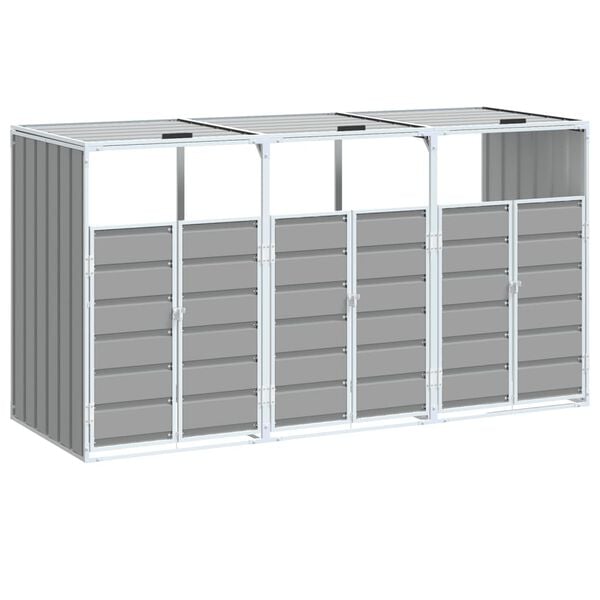 vidaXL Wheelie Bin Storage for Triple Bins Gray 85"x31.9"x45.3" Steel
