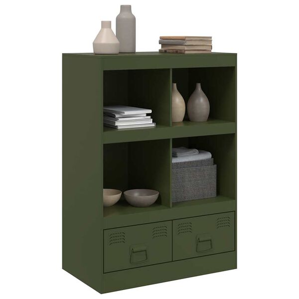 vidaXL Highboard Olive Green Cold-Rolled Steel 26.4x15.4x37.4 in