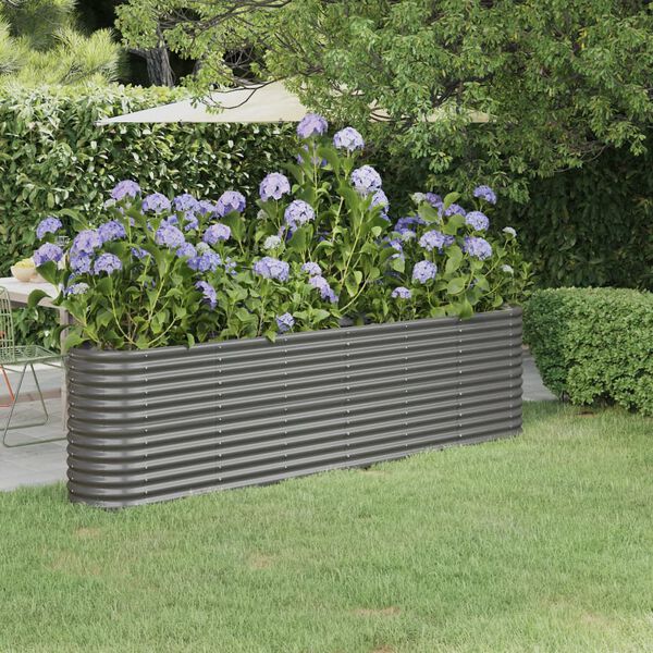 vidaXL Garden Raised Bed Grey Powder-coated steel Large Durable