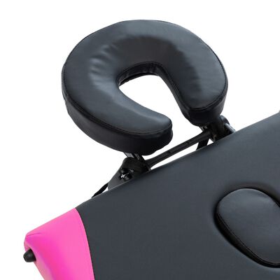 vidaXL 4-Zone Foldable Massage Table Aluminum Black and Pink