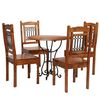 vidaXL Dining Table Set Natural Acacia Solid Acacia Wood and Steel Medium