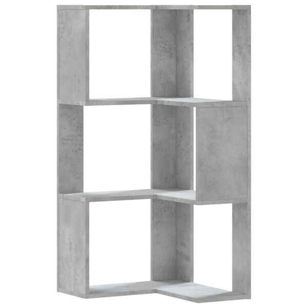 vidaXL Corner Bookcase 3-Tier Concrete Grey 19.7x19.7x40.2" Engineered Wood