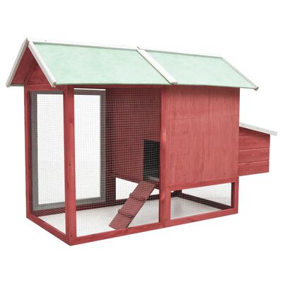 vidaXL Chicken Cage Red 66.9"x31.9"x43.3" Solid Pine & Fir Wood