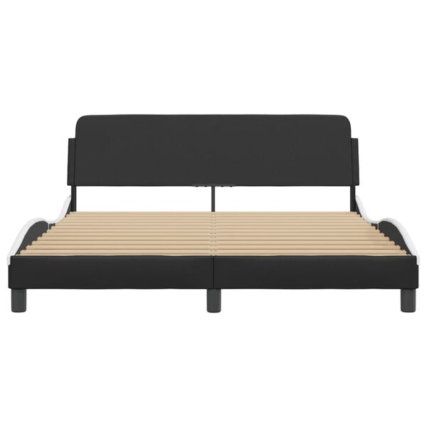 vidaXL Bed Frame Black and White Faux leather Queen Modern Bed Frame