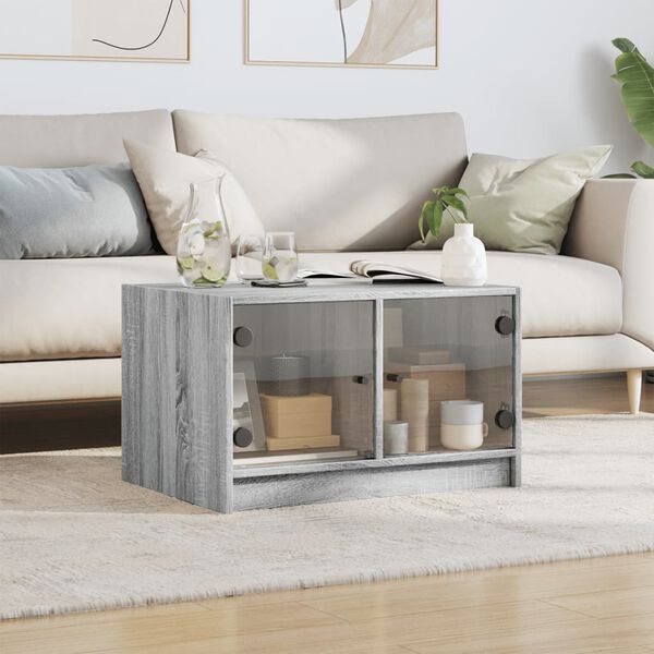 vidaXL Coffee Table Gray Sonoma Engineered wood, glass Medium