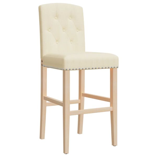 vidaXL Bar Chair Cream Solid rubber wood Standard Footrest Bar Chair