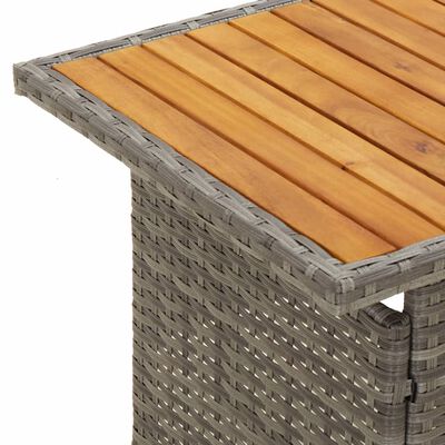 vidaXL Patio Table Gray 39.4"x19.7"x16.9"/24.8" Solid Wood Acacia&Poly Rattan