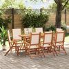 vidaXL Garden Dining Set Acacia wood: Natural wood color, Chairs: Cream