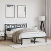 vidaXL Bed Frame Black Powder-Coated Steel Double Bed Frame
