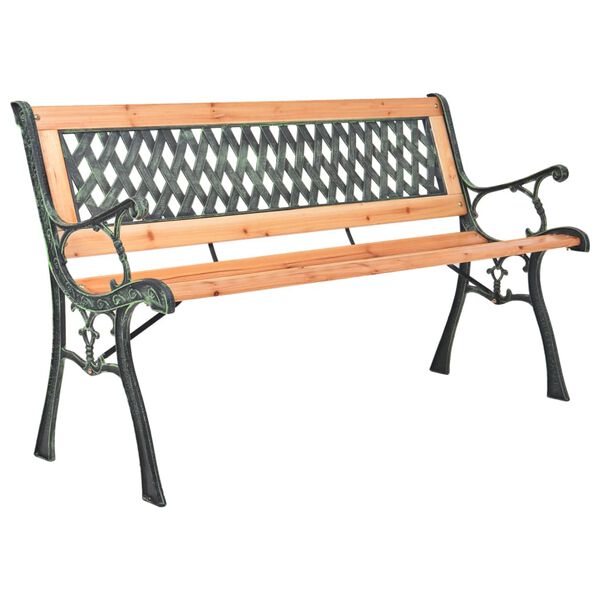 vidaXL Garden Bench Brown, Black Solid fir wood, Cast iron, PVC Medium