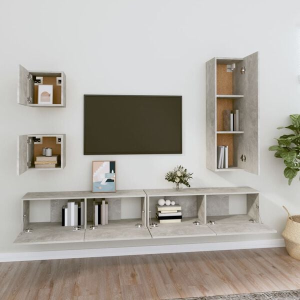 vidaXL TV Cabinet Set Set of 5 Concrete Grey Engineered Wood