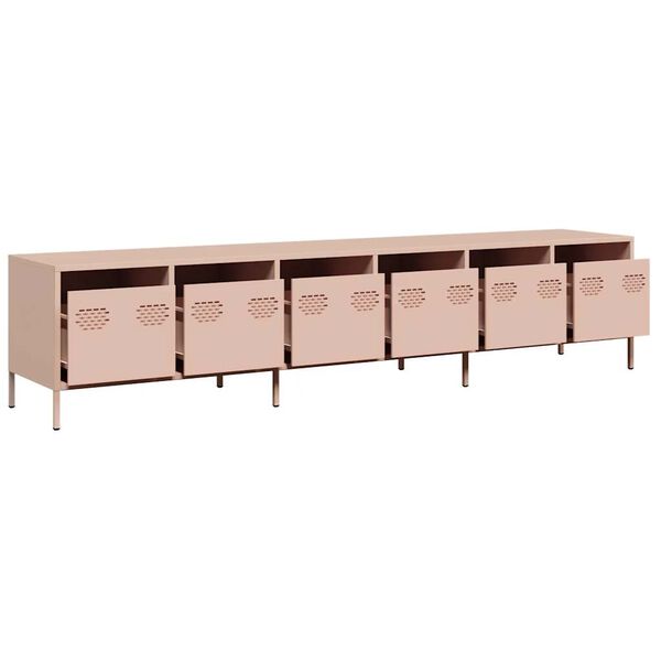 vidaXL TV Cabinet Pink Cold-rolled Steel Large TV Cabinet Rectangular