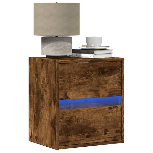 vidaXL Wall-mounted Bedside Cabinet Set of 2 Smoked oak Engineered wood