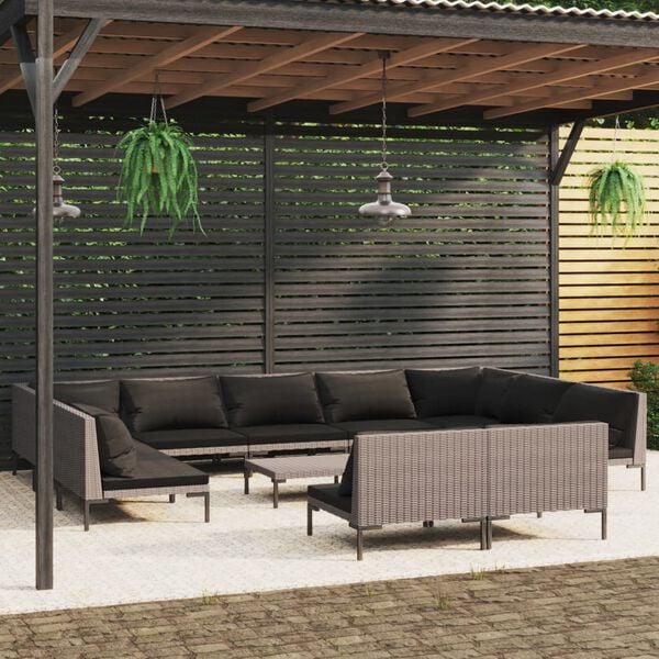 vidaXL Garden Lounge Set Dark Gray, Black