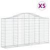 vidaXL Gabion Basket Set of 5 Silver Galvanized Iron