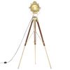 vidaXL Floor Lamp Natural and brass Solid mango wood Large Floor Lamp