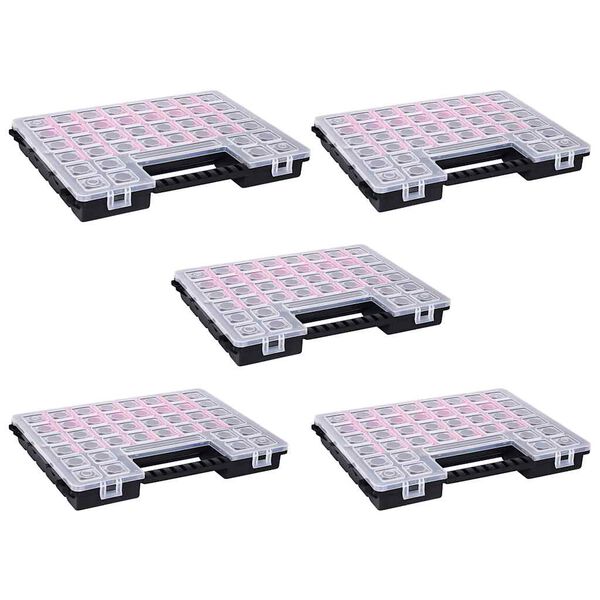 vidaXL Assortment Boxes 5 pcs with Adjustable Dividers 15.16x11.14x1.97" Plastic