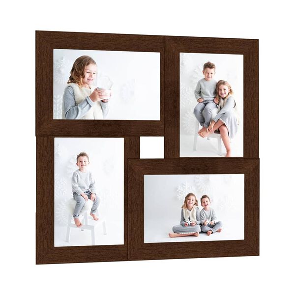 vidaXL Photo Frame Dark Brown MDF Small Collage Photo Frame