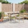 vidaXL Garden Dining Set Beige chairs and cushions, Black table PE Rattan