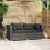 vidaXL 2-seater Sofa Grey PE rattan, steel, plastic, fabric (100% polyester)