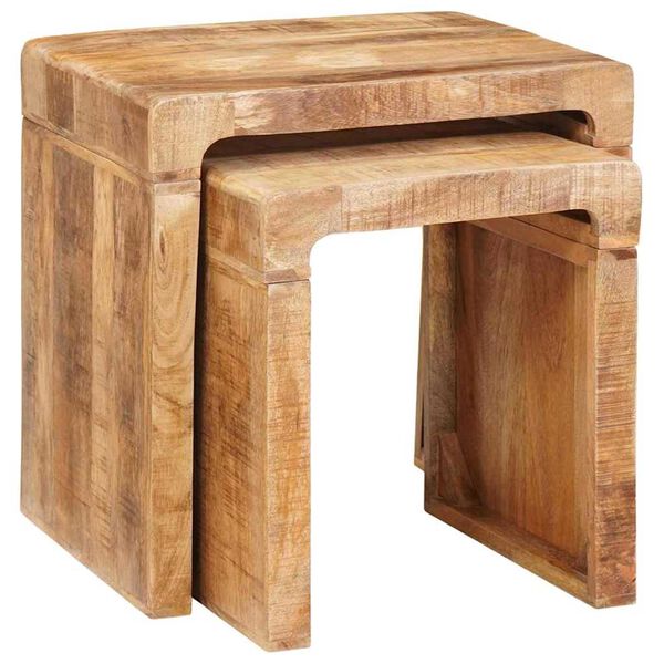 vidaXL Nesting Tables 2 pcs Brown 46 x 40 x 46 cm Solid Mango Wood