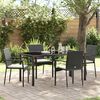vidaXL Garden Dining Set with Cushion 5 pcs Black Poly Rattan
