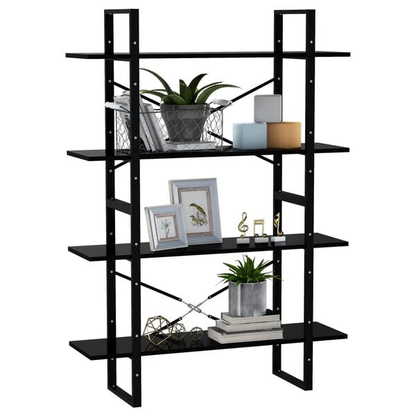 vidaXL Book Cabinet Black Engineered wood, Metal 39.4x11.8x55.1 in