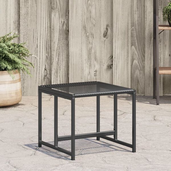 vidaXL Garden Stool Black PE rattan, powder-coated steel