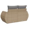 vidaXL Garden Sofa Beige Poly Rattan 2-seater Adjustable Feet