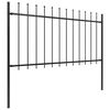 vidaXL Garden Fence with Spear Top Steel 281.3"x39.4" Black