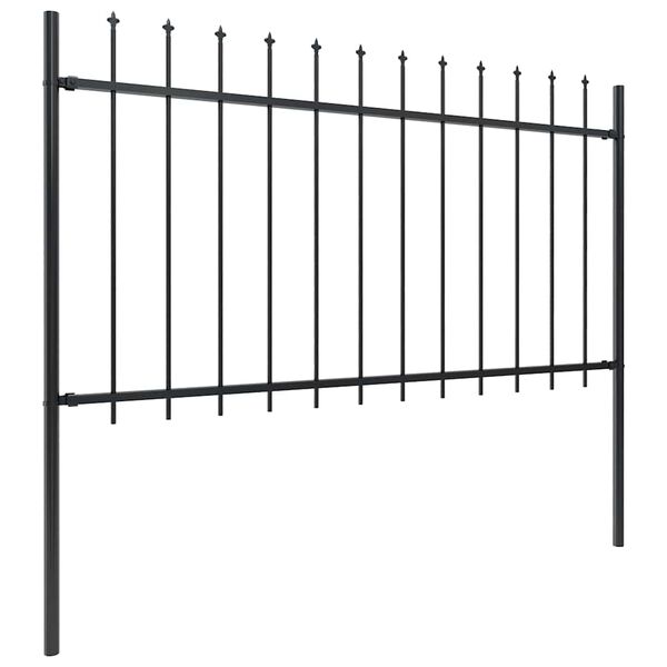 vidaXL Garden Fence with Spear Top Steel 281.3"x39.4" Black