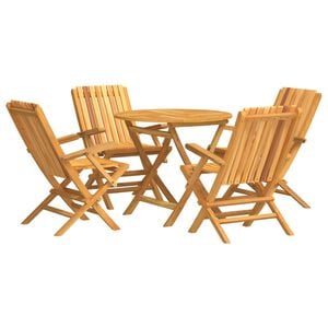 vidaXL Garden Dining Set Natural Teak Solid Teak Wood Regular Foldable