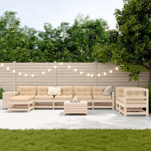vidaXL Garden Sofa Set Natural Solid Pine Wood Large Modular