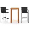 vidaXL 3 Piece Patio Bar Set Black