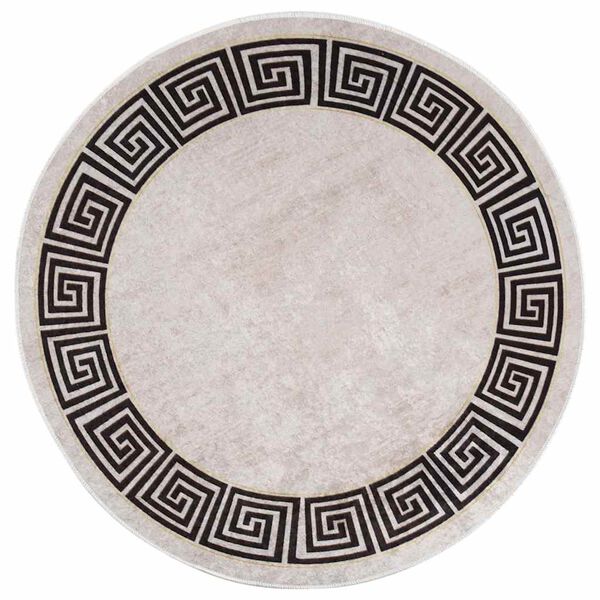 vidaXL Rug Light Beige Polyester Diameter 47.2 in Area Rug Circular