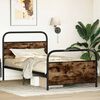 vidaXL Bed Frame Smoked Oak Steel, Engineered Wood Twin Bed Frame