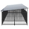 vidaXL Dog Kennel Black Powder-coated steel Large Durable Dog Kennel
