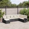 vidaXL Garden Sofa Set Black PE rattan, Powder-coated steel, Polyester