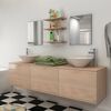 vidaXL Bathroom Cabinet Beige and White Engineered wood and ceramic Large