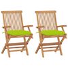 vidaXL Patio Chair Set of 2 Bright green Teak wood Standard Foldable