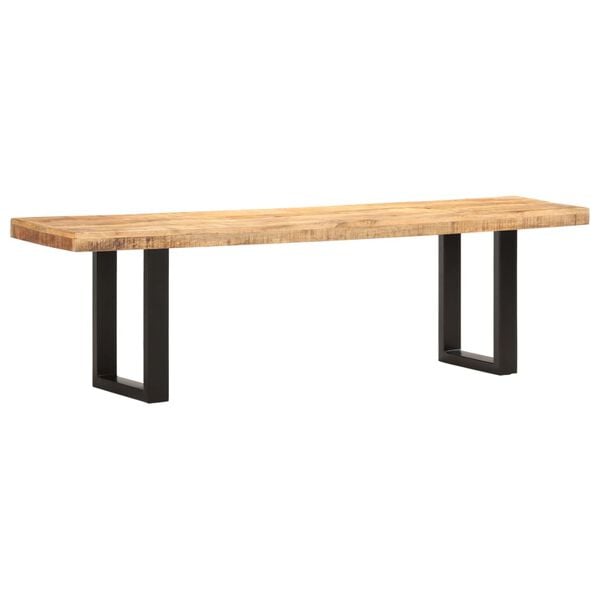 vidaXL Bench 63" Solid Rough Mango Wood and Steel