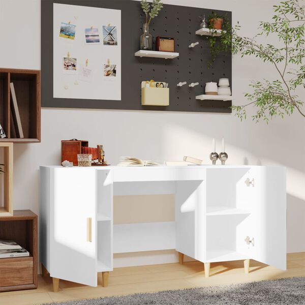 vidaXL Desk White Engineered wood 55.1 in x 19.7 in x 29.5 in Desk