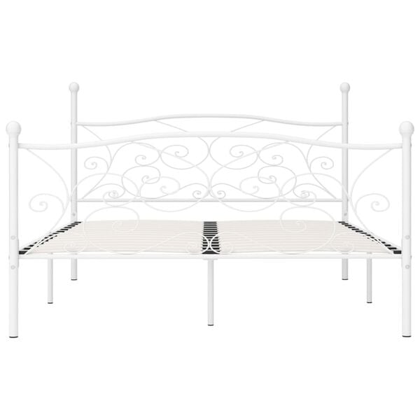 vidaXL Bed Frame White Metal, Plywood Super King Durable Bed Frame