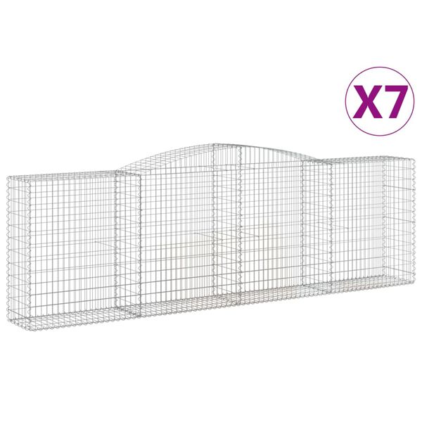 vidaXL Gabion Basket Set of 7 Silver Galvanized iron Extra Large