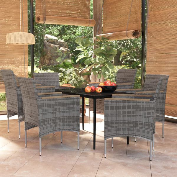 vidaXL Garden Dining Set Grey and Black