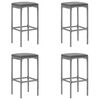 vidaXL Garden Bar Set Grey PE Rattan, Powder-Coated Steel, Tempered Glass