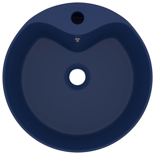 vidaXL Luxury Wash Basin with Overflow Matt Dark Blue 14.2x5.1" Ceramic