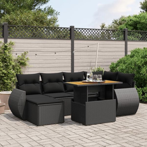 vidaXL Garden Sofa Set Black